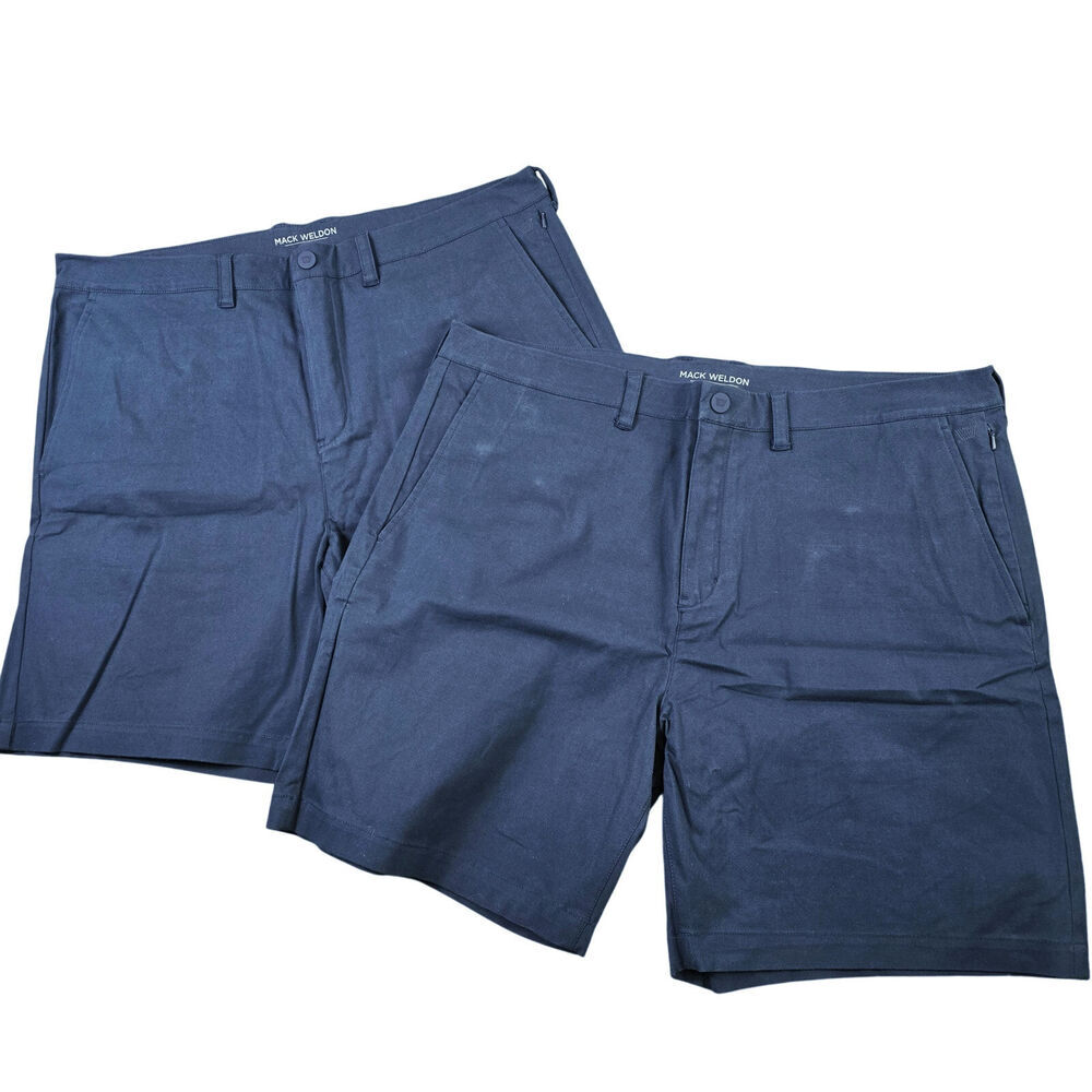 Mack Weldon Shorts Lot of 2 Men's 36 Blue Casual Golf Stretch Zip‎ Pocket Chino